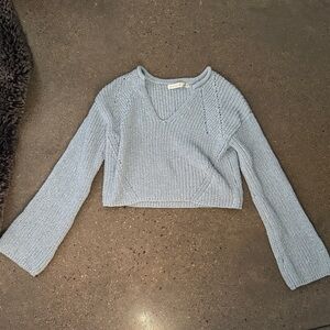 Light Blue Knit Cropped Sweater
